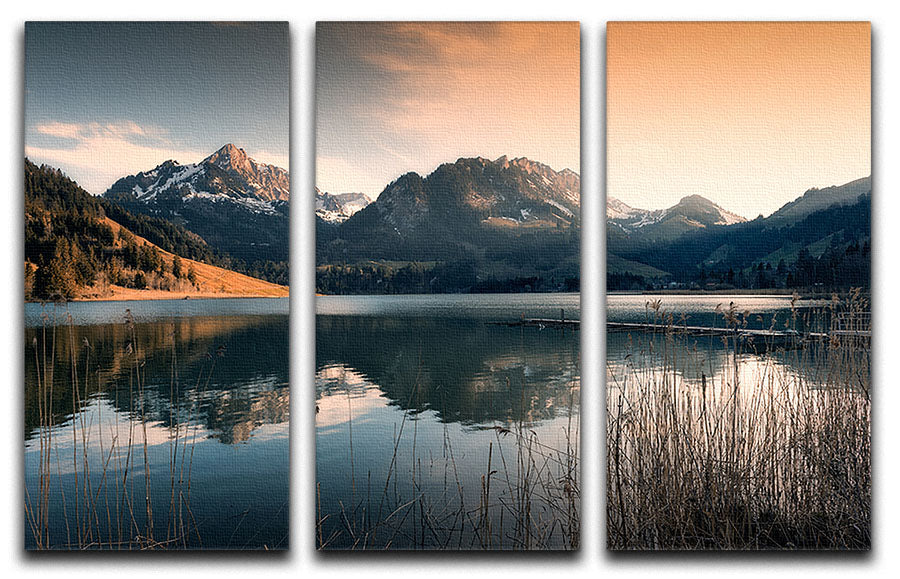 Magic Mood At Schwarzsee (Switzerland) 3 Split Panel Canvas Print - Canvas Art Rocks - 1