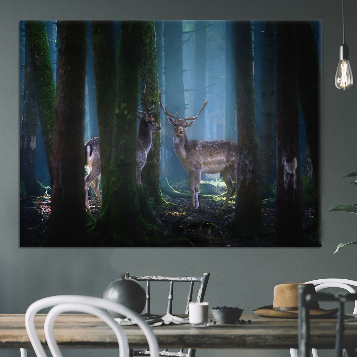 Deers In The Forest Canvas Print or Poster - Canvas Art Rocks - 3