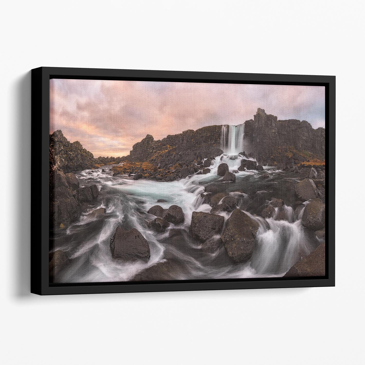 Oxararfoss Floating Framed Canvas - Canvas Art Rocks - 1