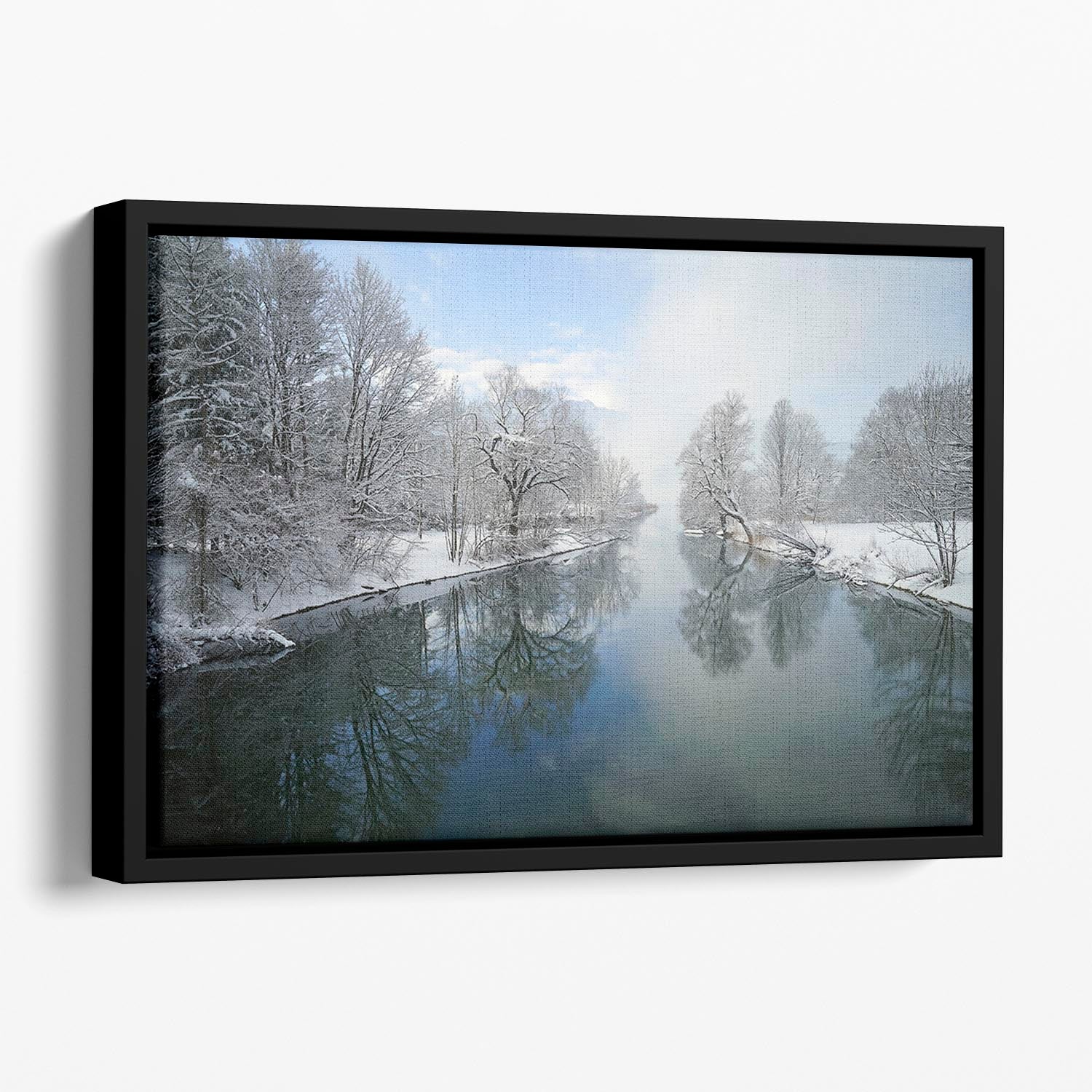 Winter River Floating Framed Canvas - Canvas Art Rocks - 1