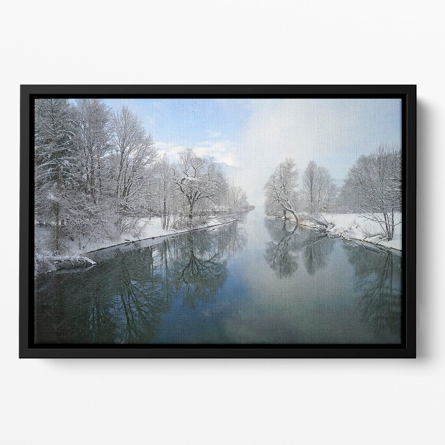 Winter River Floating Framed Canvas - Canvas Art Rocks - 2