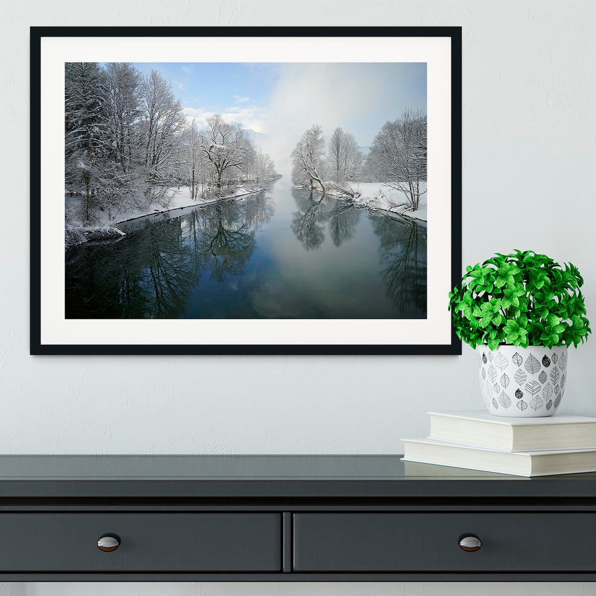 Winter River Framed Print - Canvas Art Rocks - 1