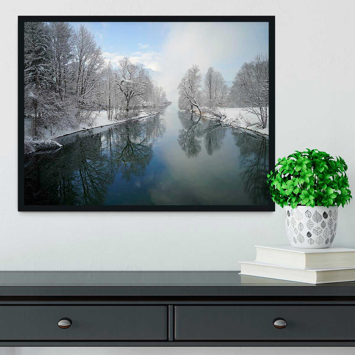 Winter River Framed Print - Canvas Art Rocks - 2