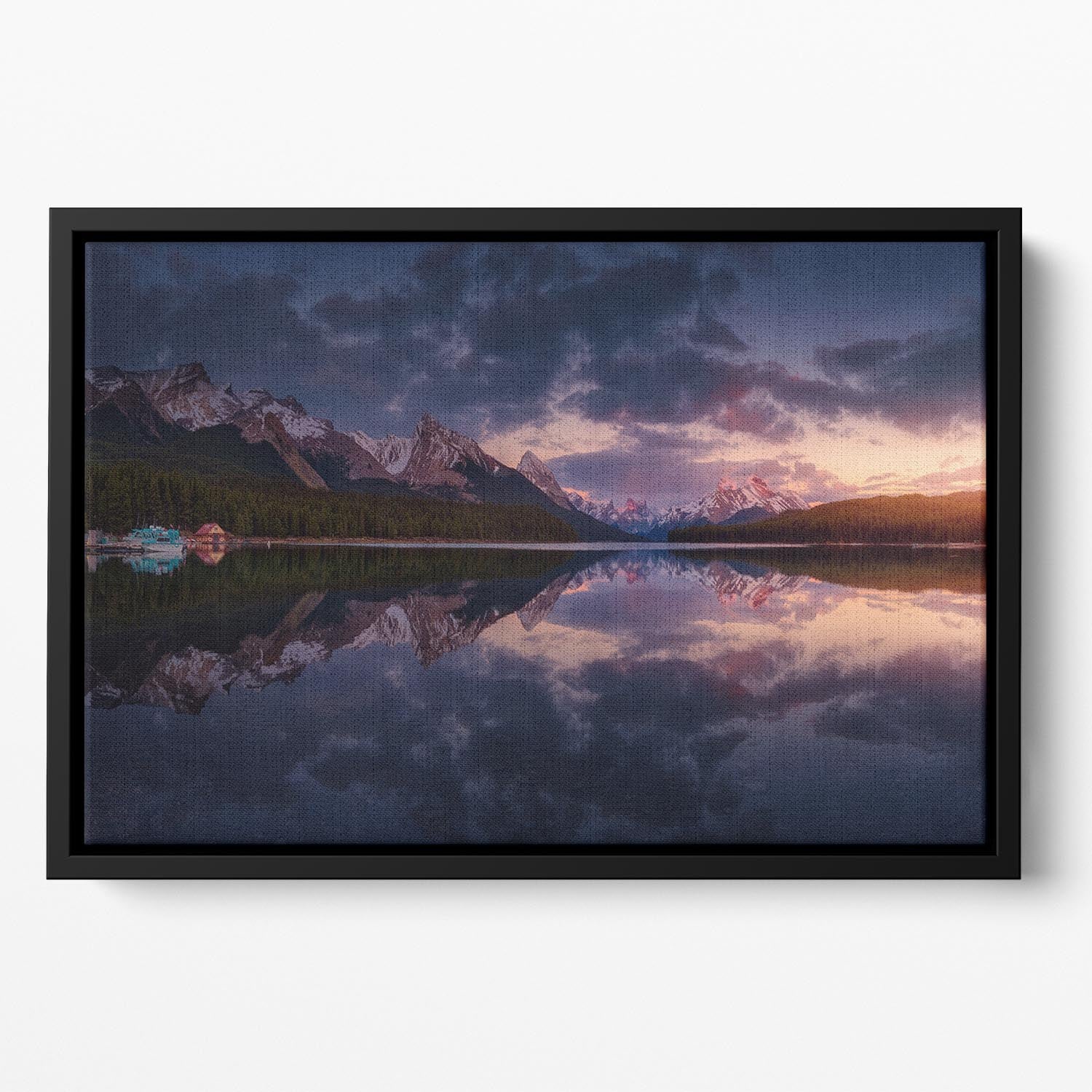 Maligne Mountains Floating Framed Canvas - Canvas Art Rocks - 2