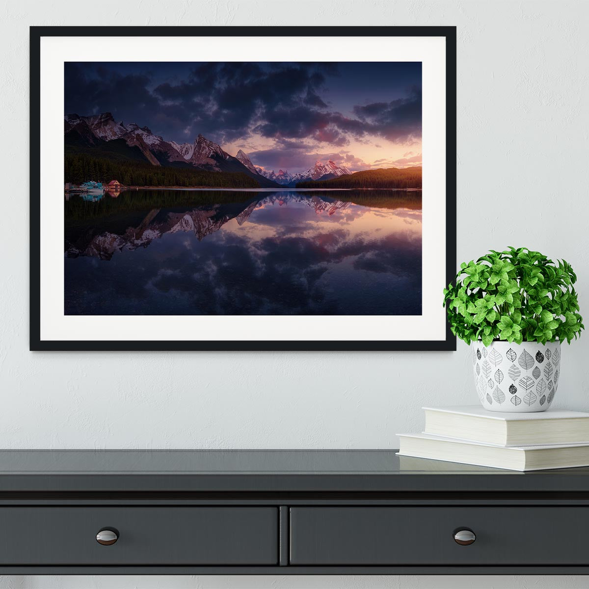 Maligne Mountains Framed Print - Canvas Art Rocks - 1