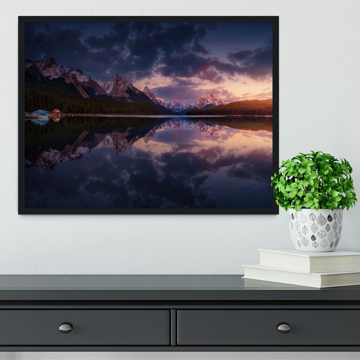 Maligne Mountains Framed Print - Canvas Art Rocks - 2