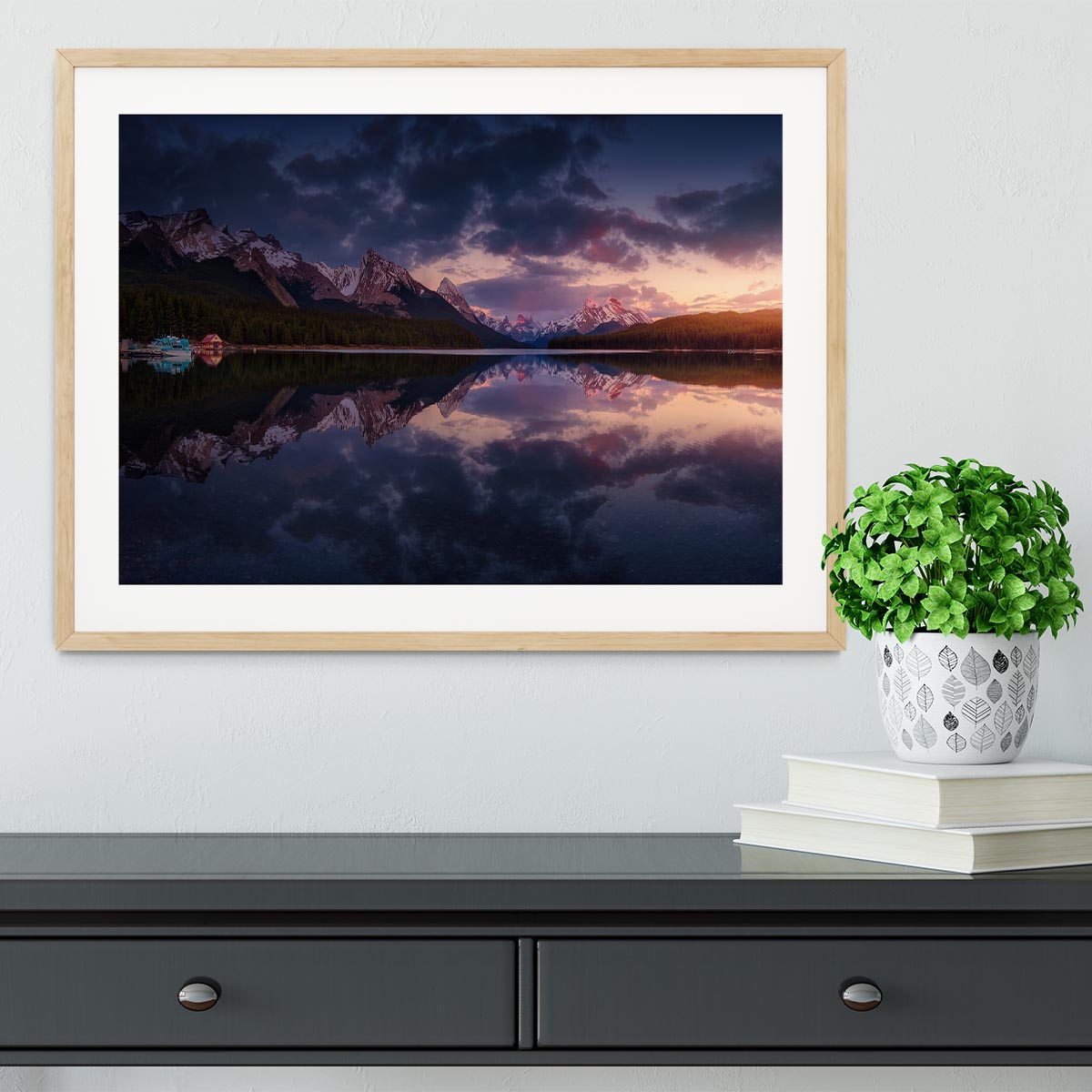 Maligne Mountains Framed Print - Canvas Art Rocks - 3