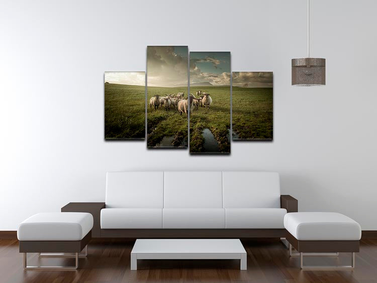 Sheep in field 4 Split Panel Canvas - Canvas Art Rocks - 3