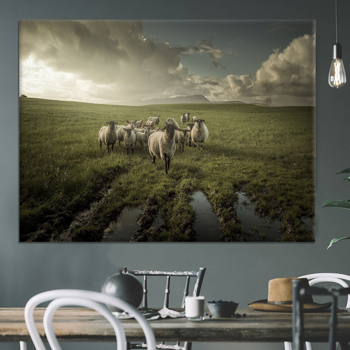 Sheep in field Canvas Print or Poster - Canvas Art Rocks - 3