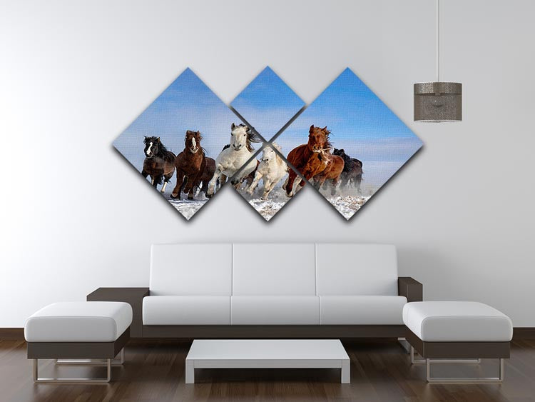 Mongolia Horses 4 Square Multi Panel Canvas - Canvas Art Rocks - 3