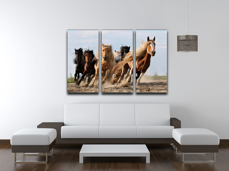 Lucky Six Horses 3 Split Panel Canvas Print - Canvas Art Rocks - 3