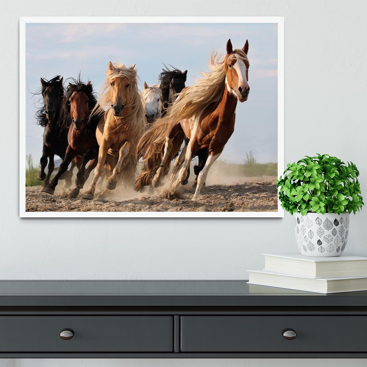 Lucky Six Horses Framed Print - Canvas Art Rocks -6