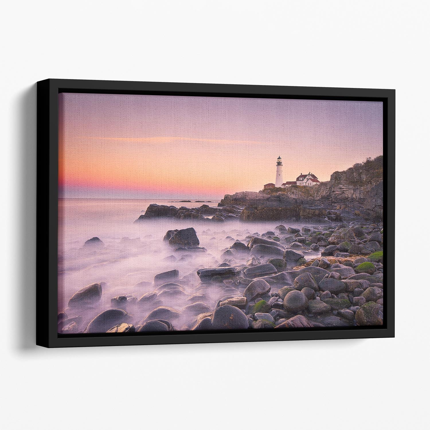 Portland Headlight Floating Framed Canvas - Canvas Art Rocks - 1