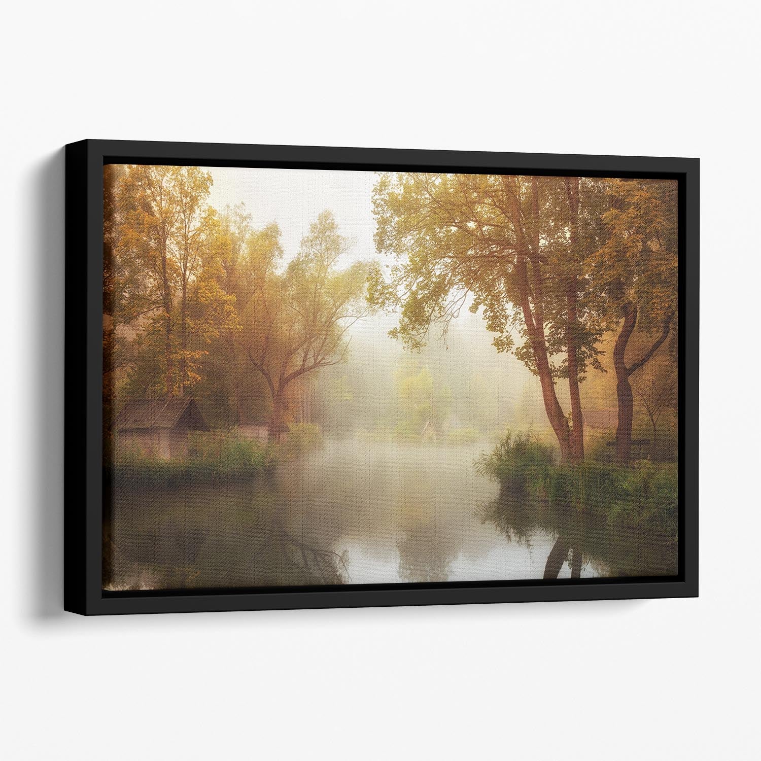 Foggy Autumn Floating Framed Canvas - Canvas Art Rocks - 1