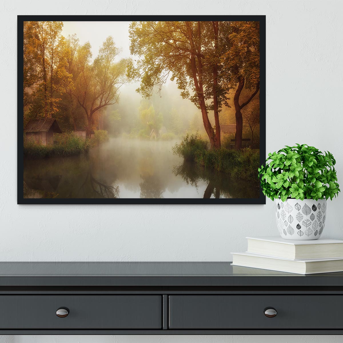 Foggy Autumn Framed Print - Canvas Art Rocks - 2