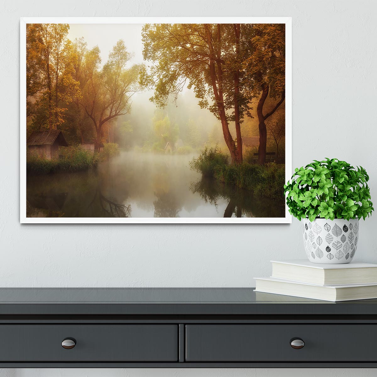 Foggy Autumn Framed Print - Canvas Art Rocks -6