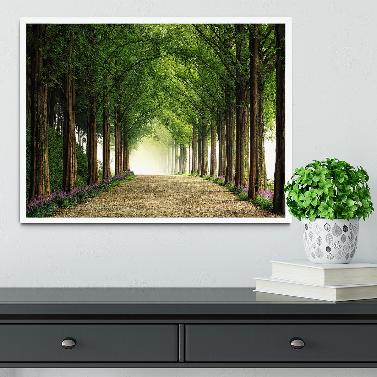 Metasequoia Road Framed Print - Canvas Art Rocks -6