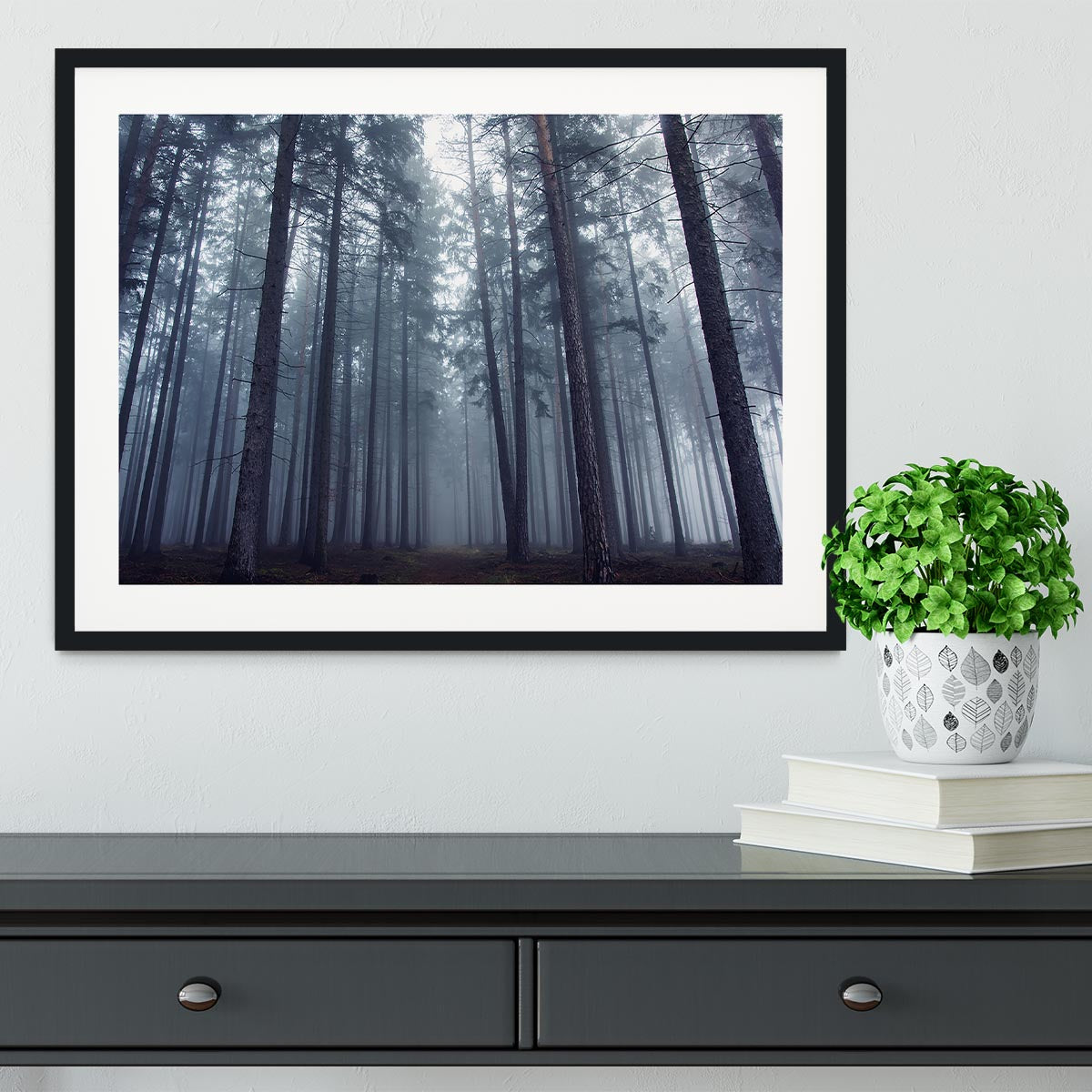 Mysterious Foggy Forest Framed Print - Canvas Art Rocks - 1