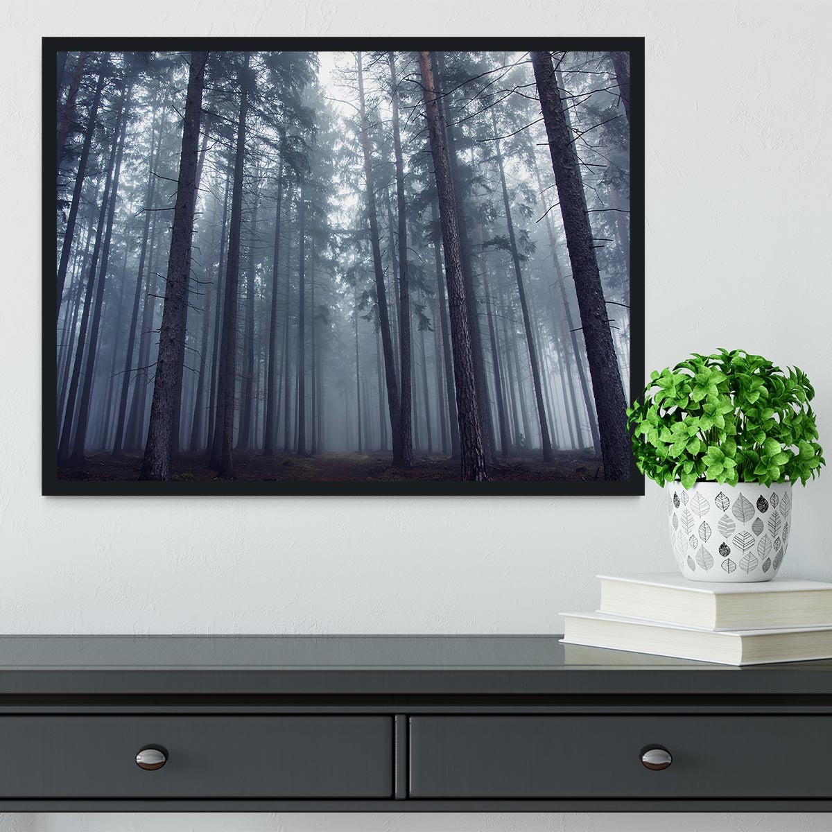 Mysterious Foggy Forest Framed Print - Canvas Art Rocks - 2