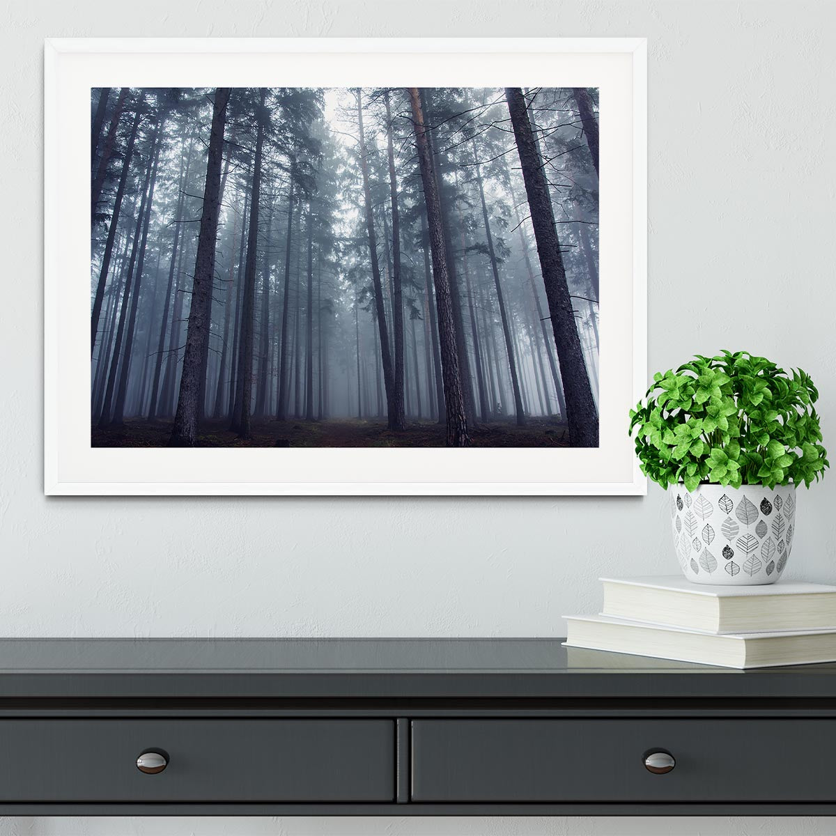 Mysterious Foggy Forest Framed Print - Canvas Art Rocks - 5