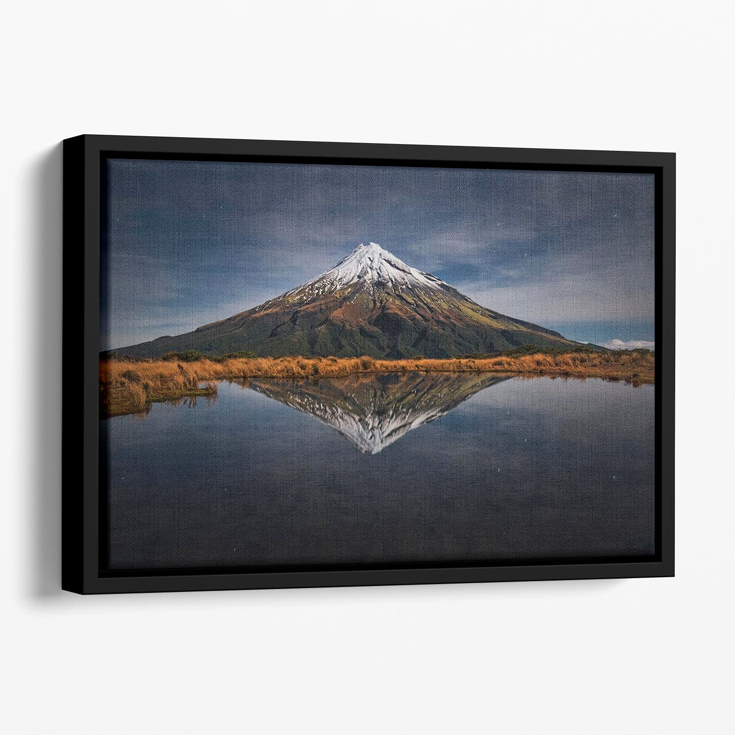 Mount Taranaki A Starry Night Floating Framed Canvas - Canvas Art Rocks - 1