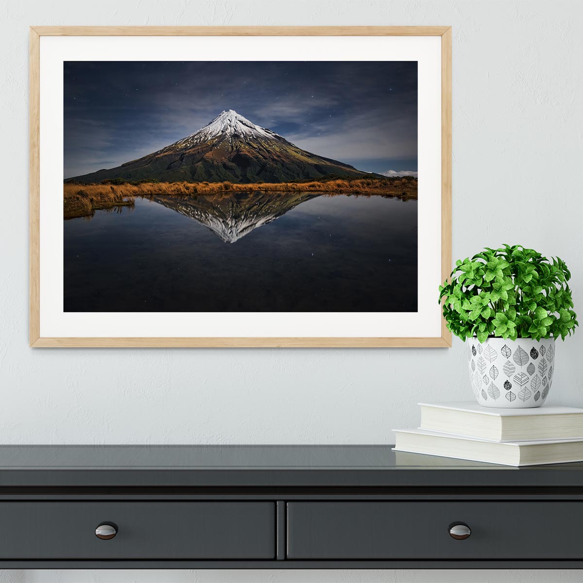 Mount Taranaki A Starry Night Framed Print - Canvas Art Rocks - 3