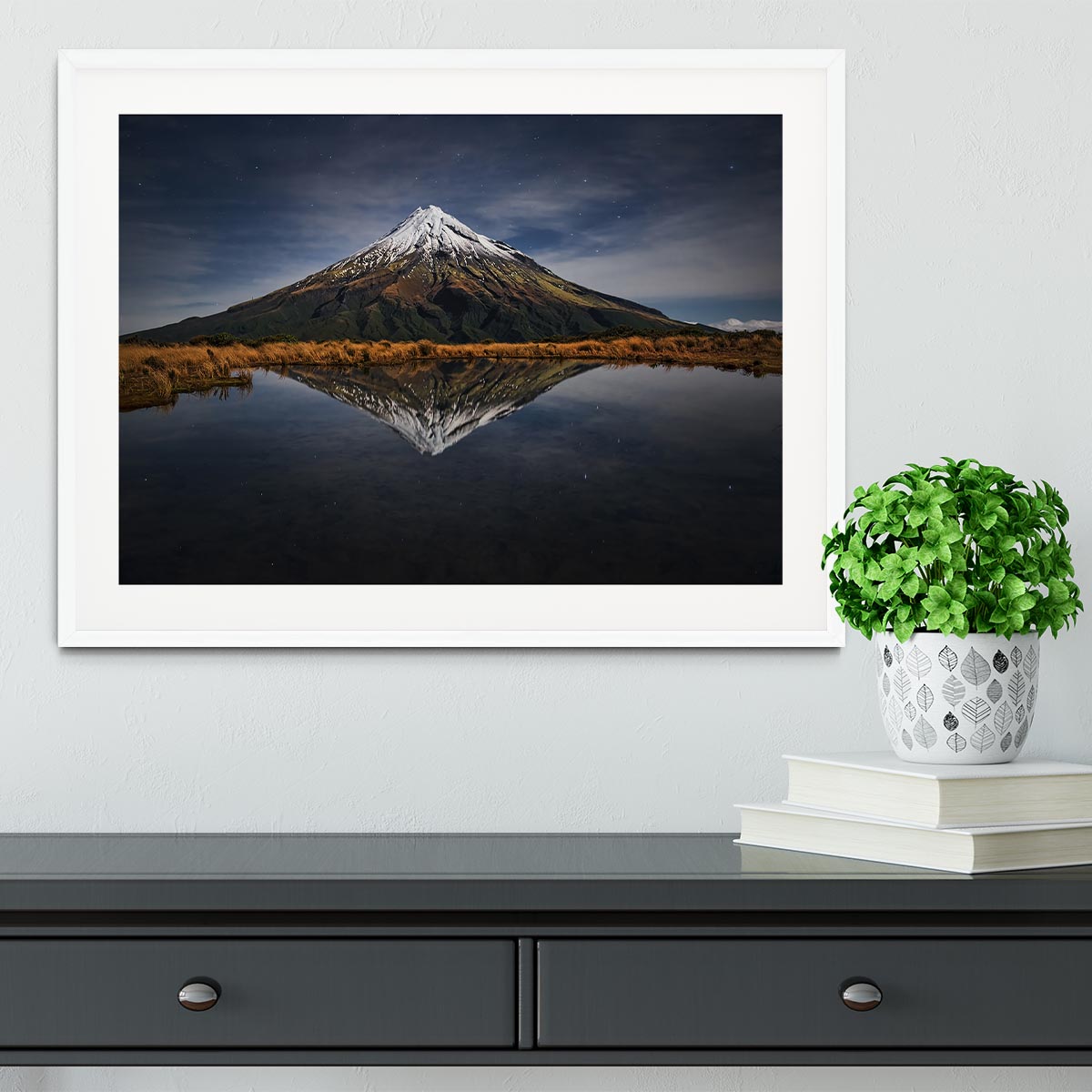 Mount Taranaki A Starry Night Framed Print - Canvas Art Rocks - 5