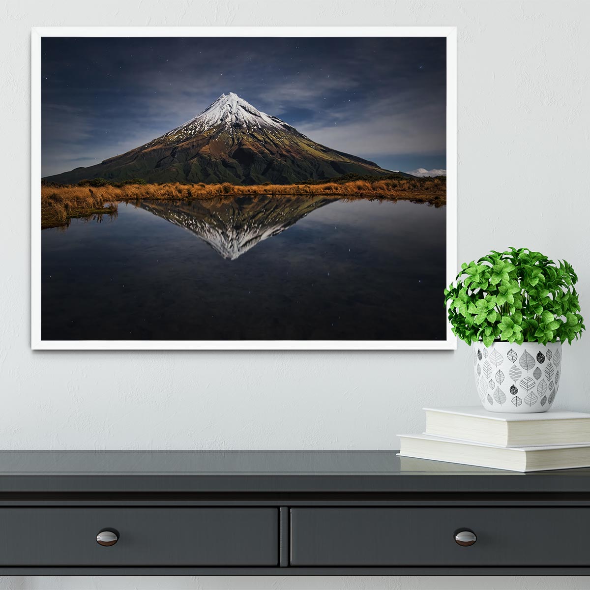 Mount Taranaki A Starry Night Framed Print - Canvas Art Rocks -6