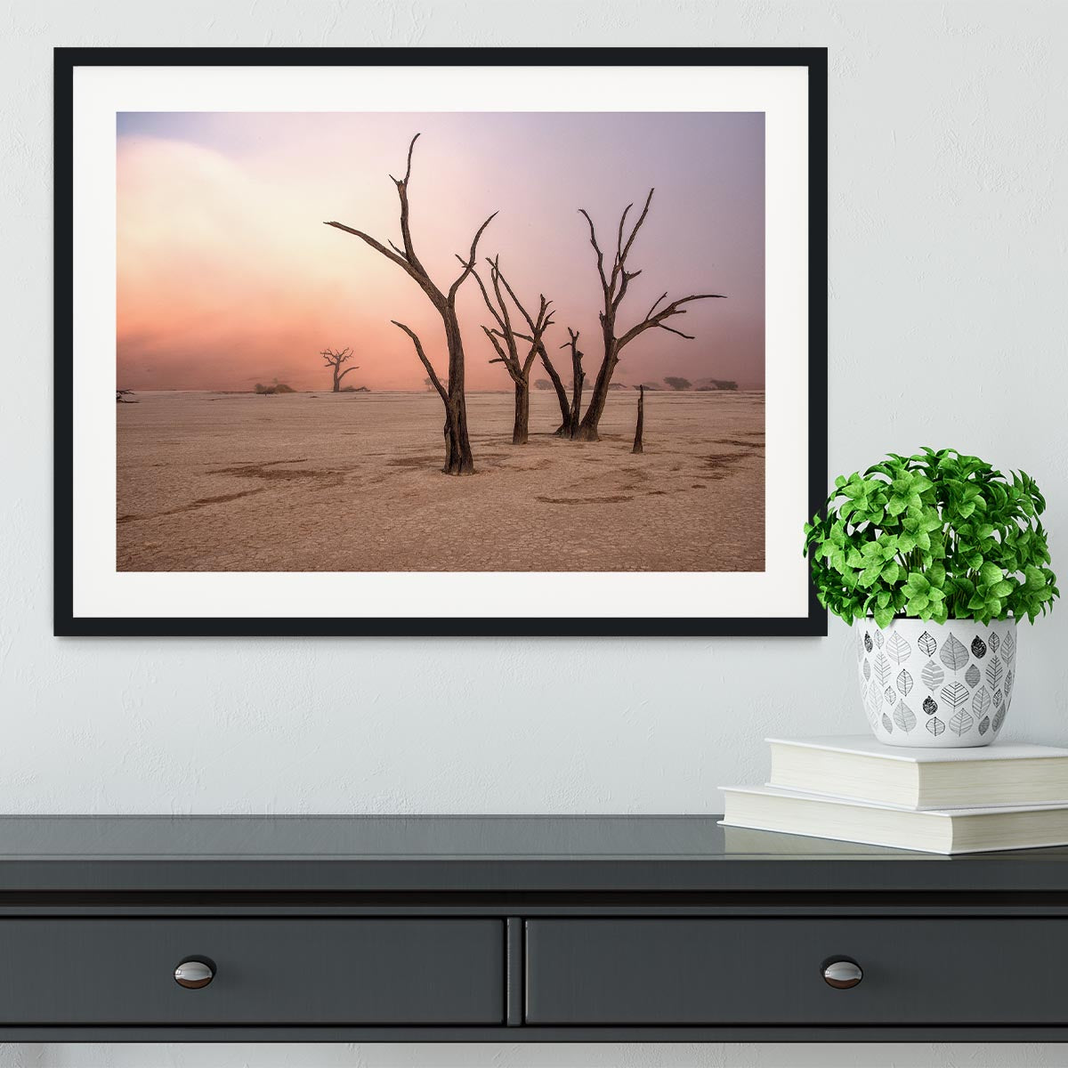 Fog In Deadvlei Framed Print - Canvas Art Rocks - 1