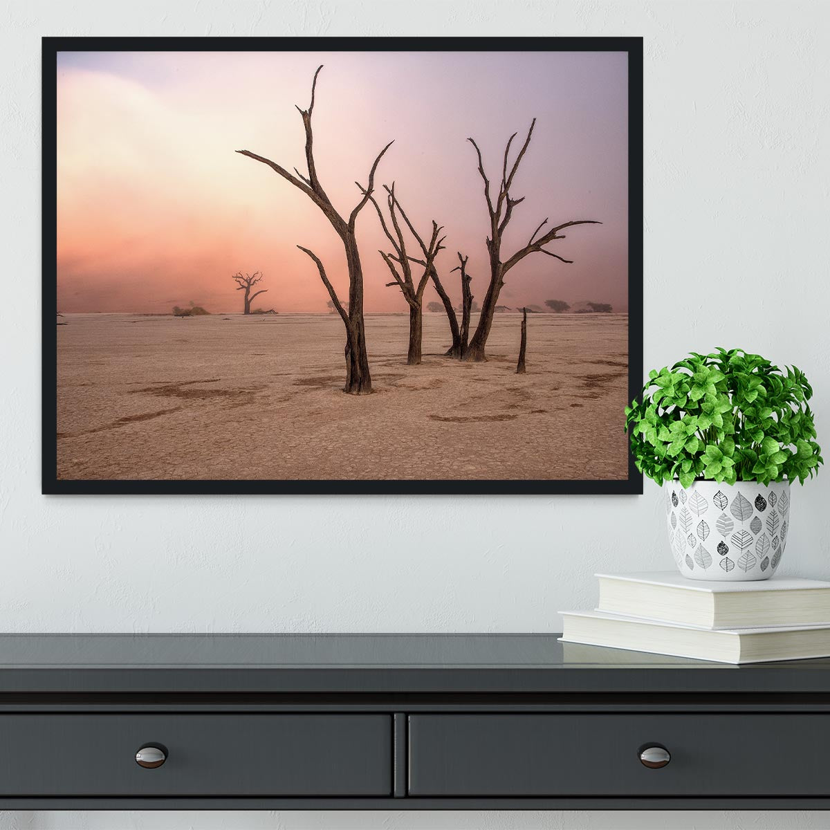 Fog In Deadvlei Framed Print - Canvas Art Rocks - 2