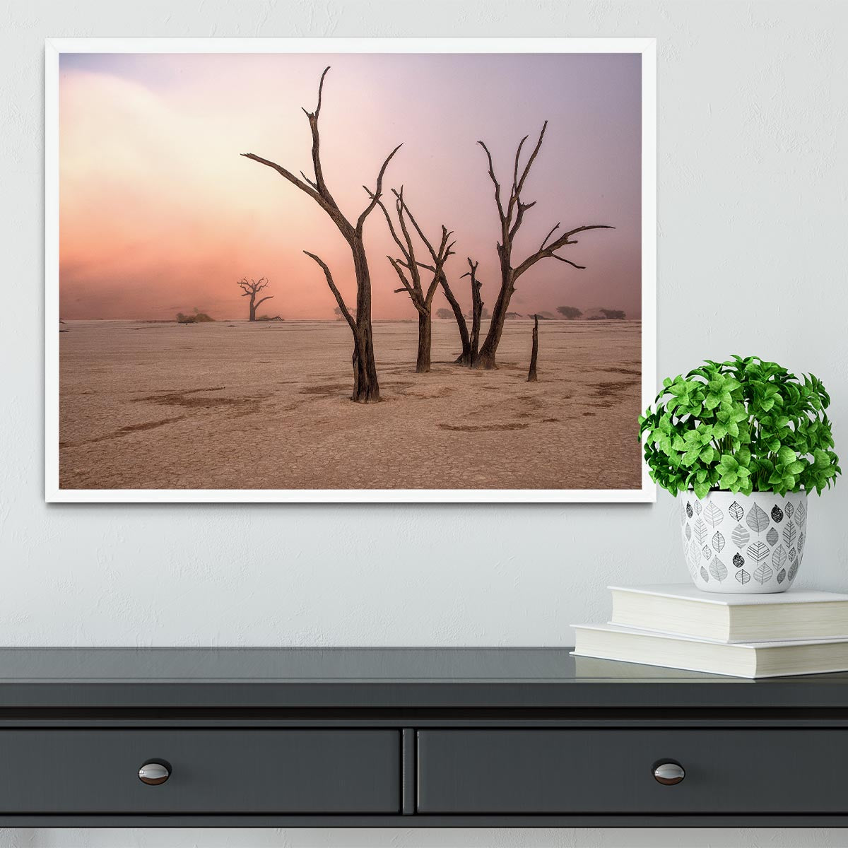 Fog In Deadvlei Framed Print - Canvas Art Rocks -6