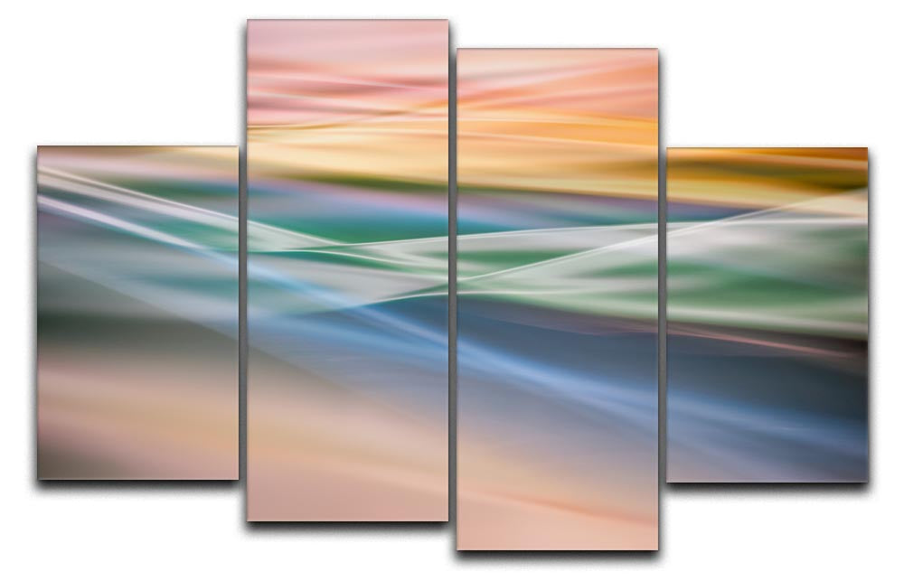 Coloured Waves 4 Split Panel Canvas - Canvas Art Rocks - 1