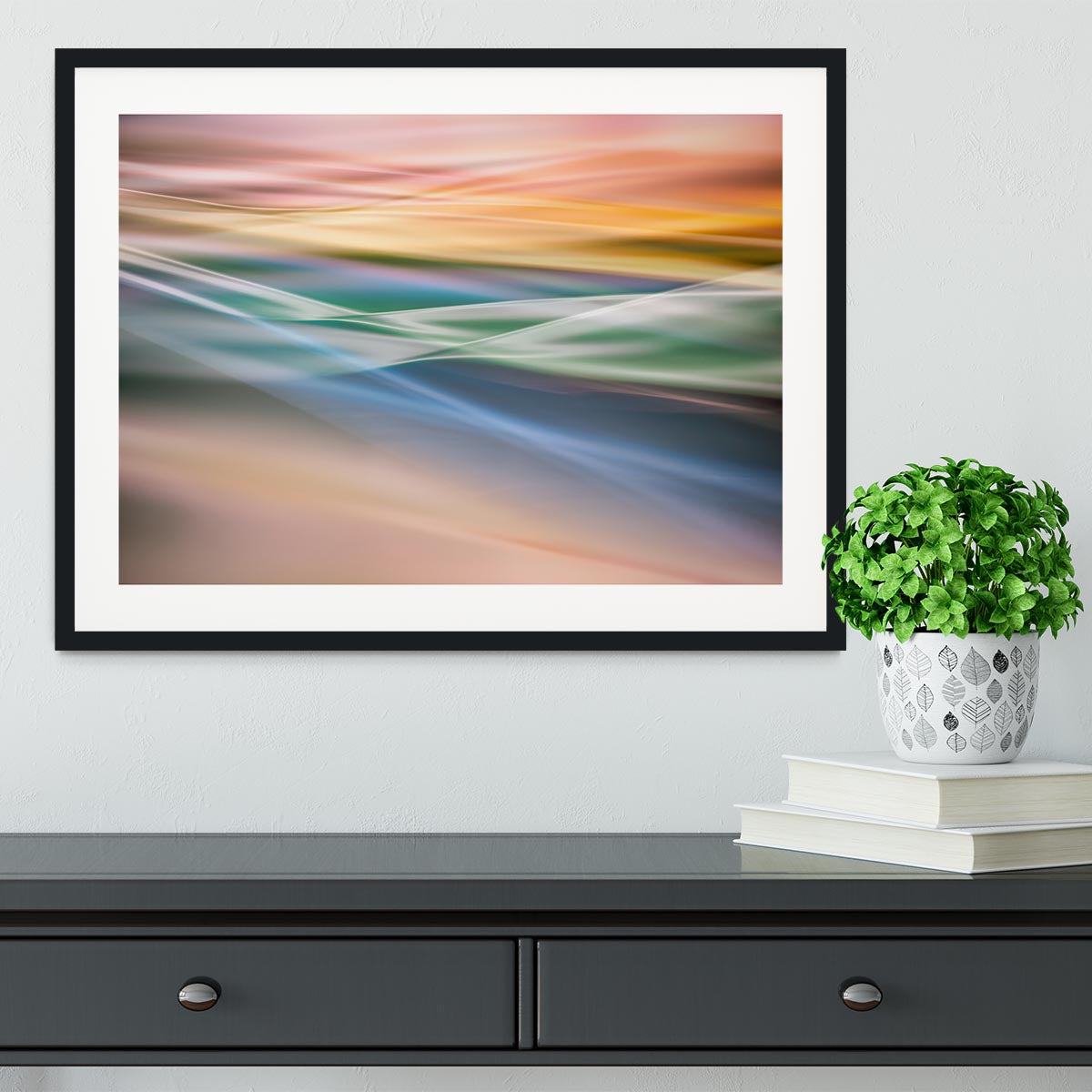 Coloured Waves Framed Print - Canvas Art Rocks - 1