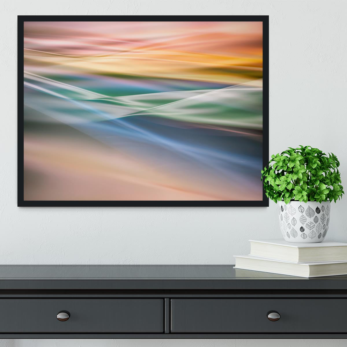 Coloured Waves Framed Print - Canvas Art Rocks - 2