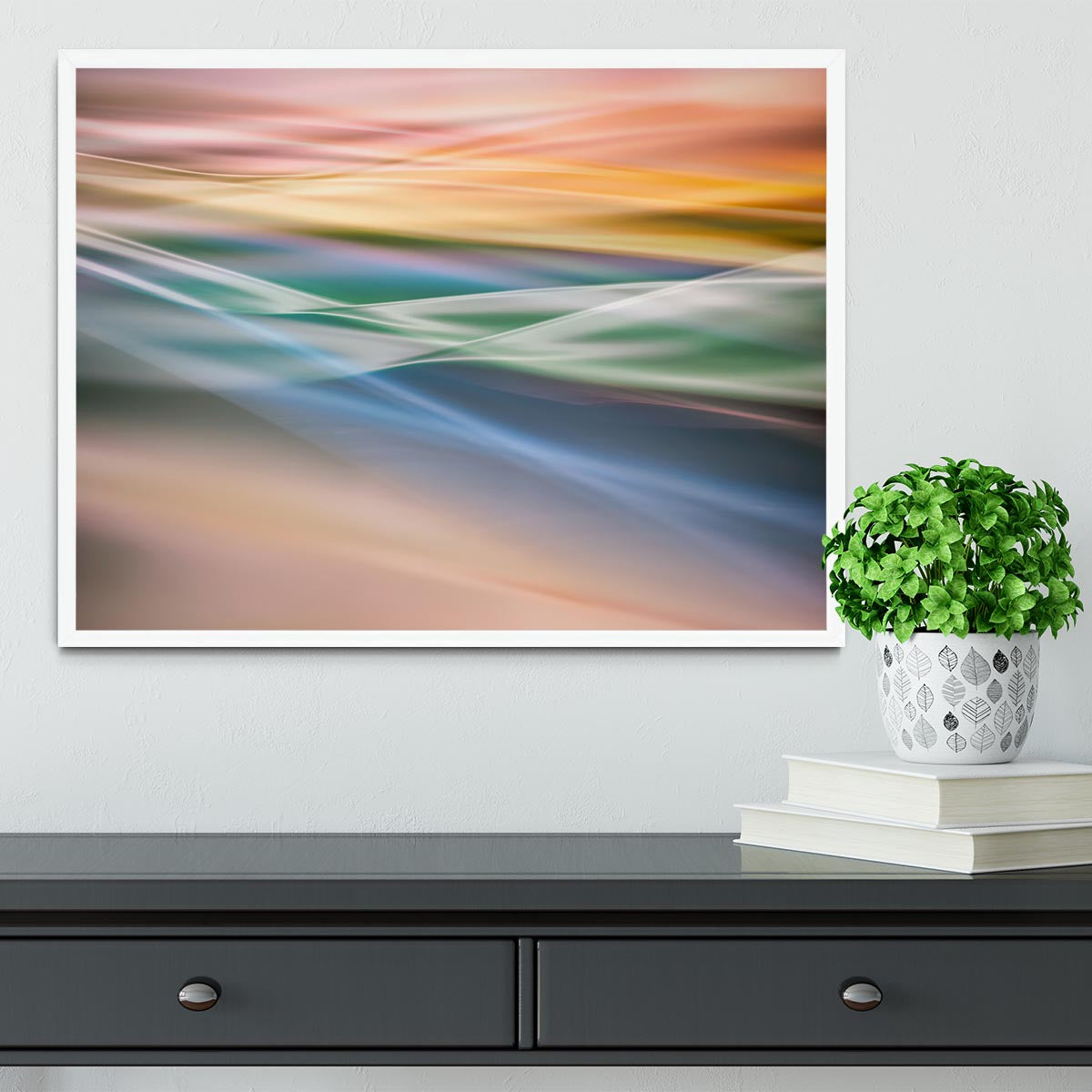 Coloured Waves Framed Print - Canvas Art Rocks -6