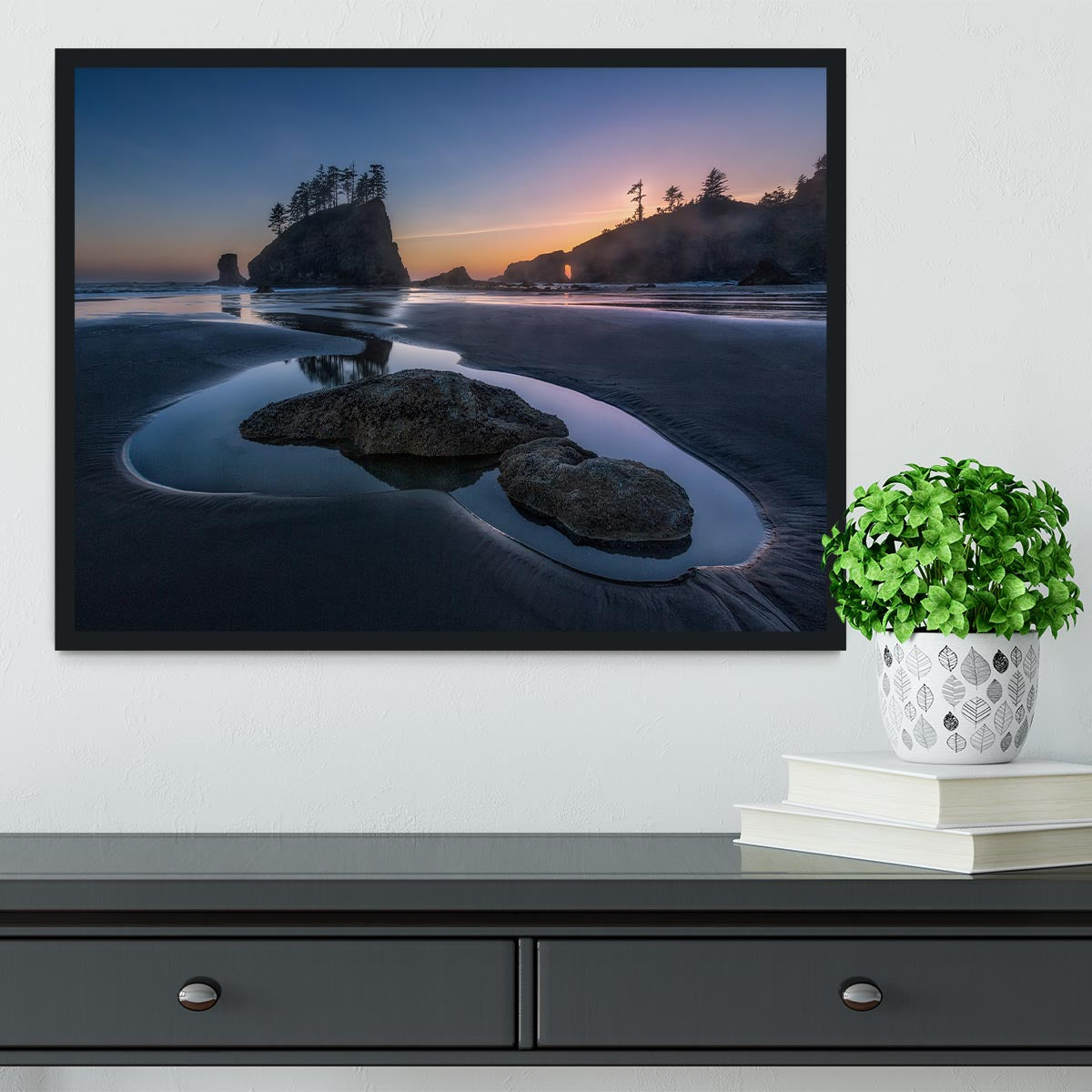 Twilight At Second Beach Framed Print - Canvas Art Rocks - 2