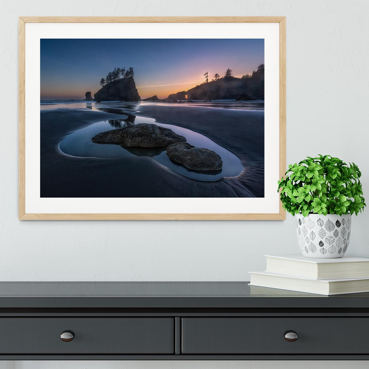 Twilight At Second Beach Framed Print - Canvas Art Rocks - 3