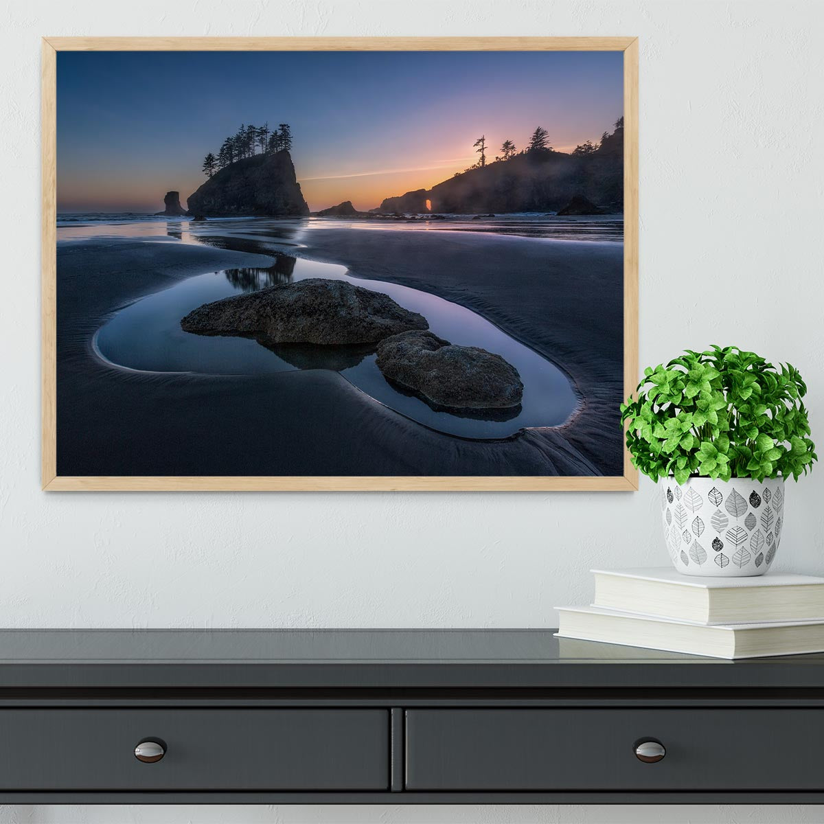 Twilight At Second Beach Framed Print - Canvas Art Rocks - 4