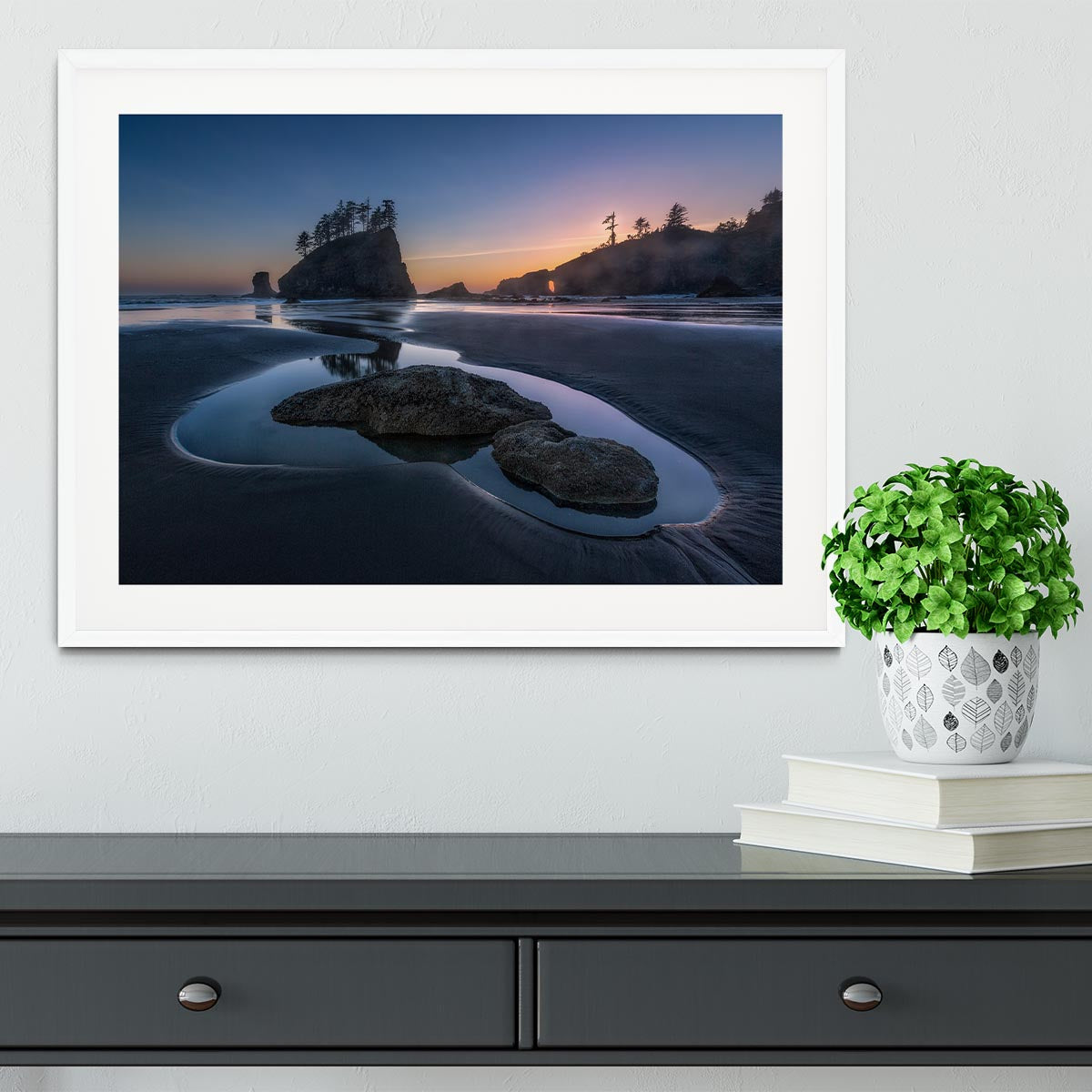 Twilight At Second Beach Framed Print - Canvas Art Rocks - 5