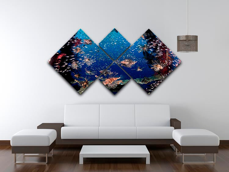 Lionfish Party 4 Square Multi Panel Canvas - Canvas Art Rocks - 3
