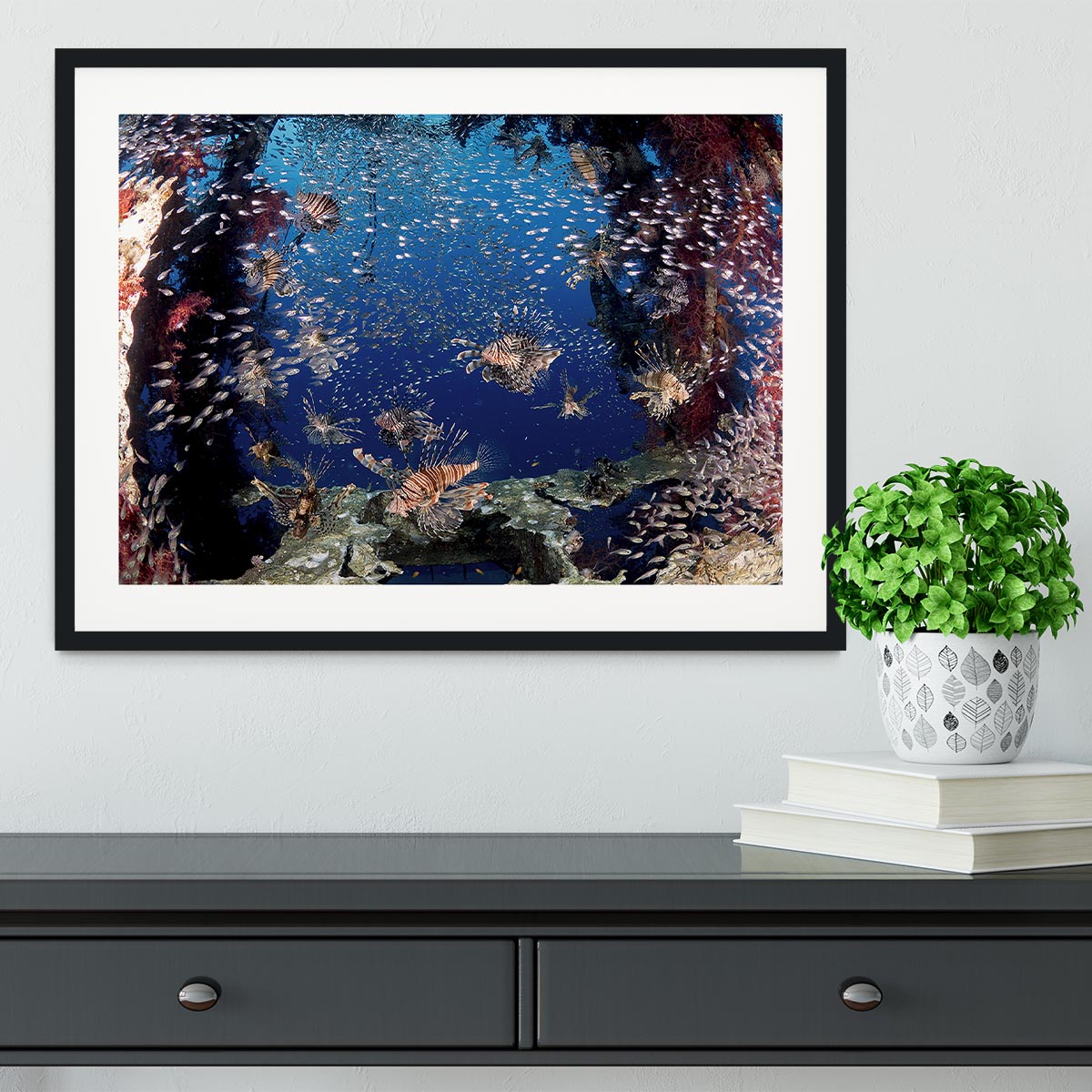 Lionfish Party Framed Print - Canvas Art Rocks - 1