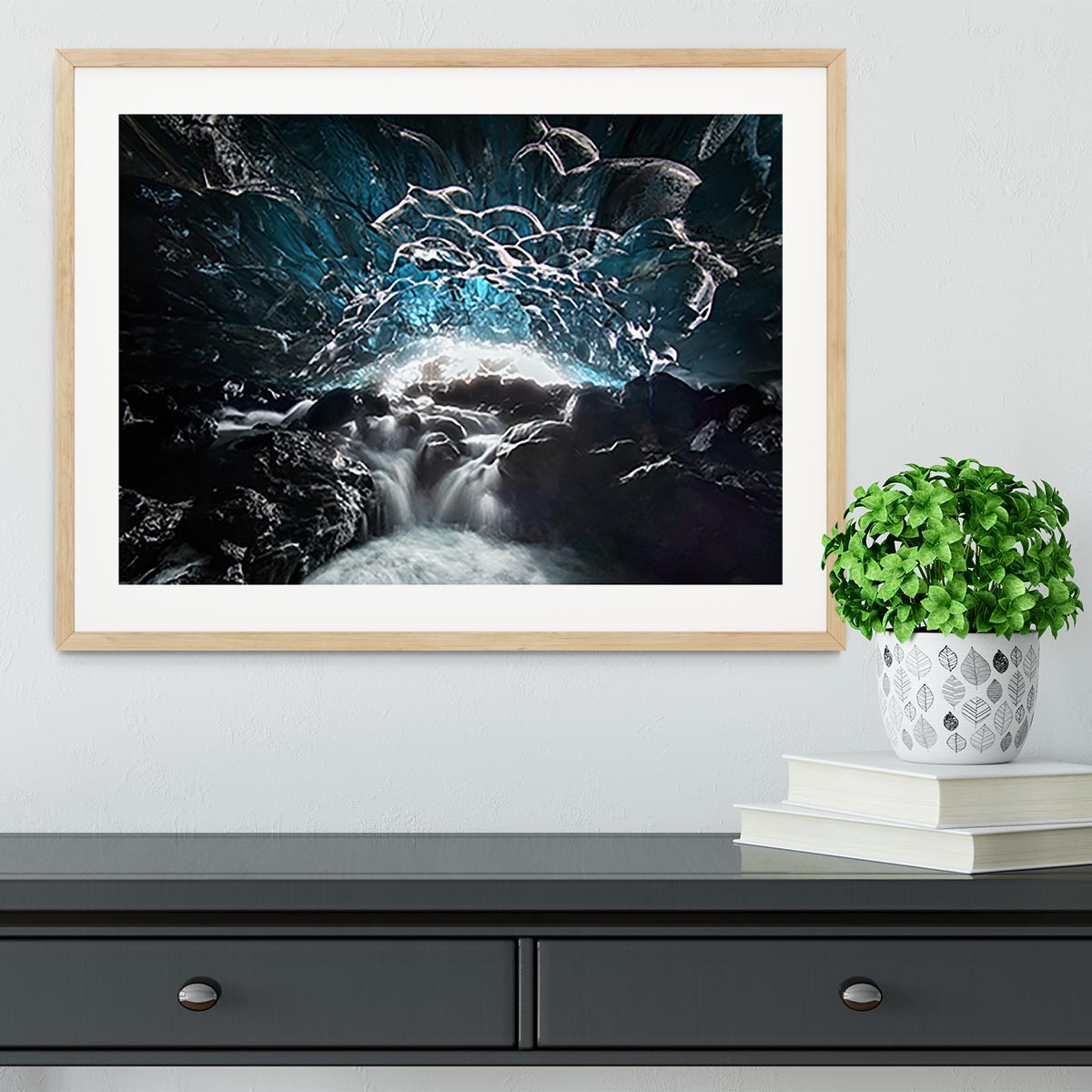 Blue Glacier Cave Framed Print - Canvas Art Rocks - 3