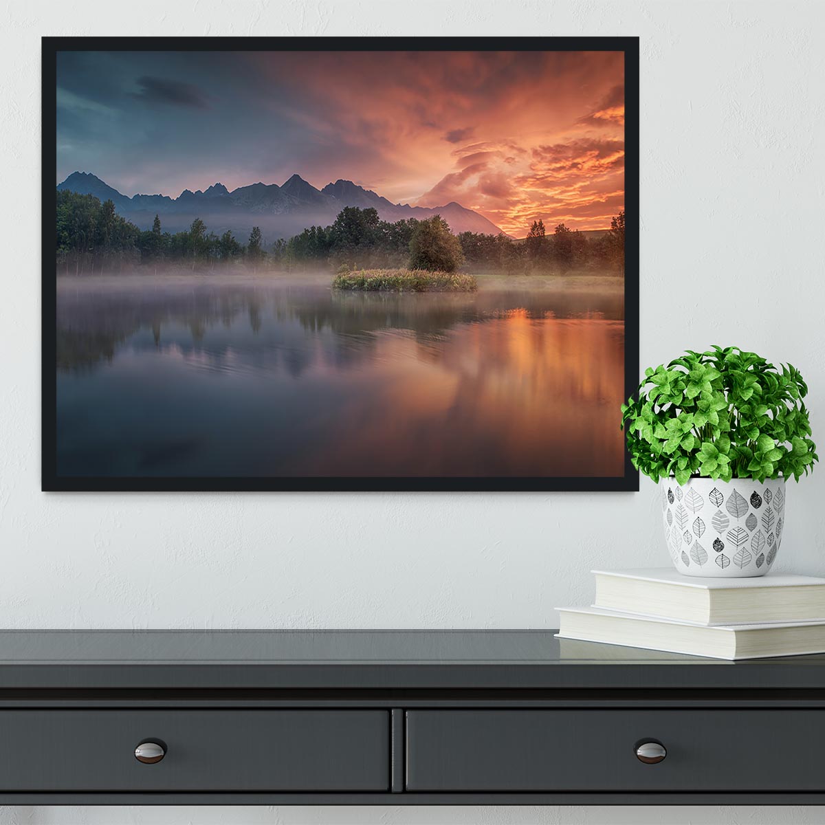 Daybreak By The Lake Framed Print - Canvas Art Rocks - 2