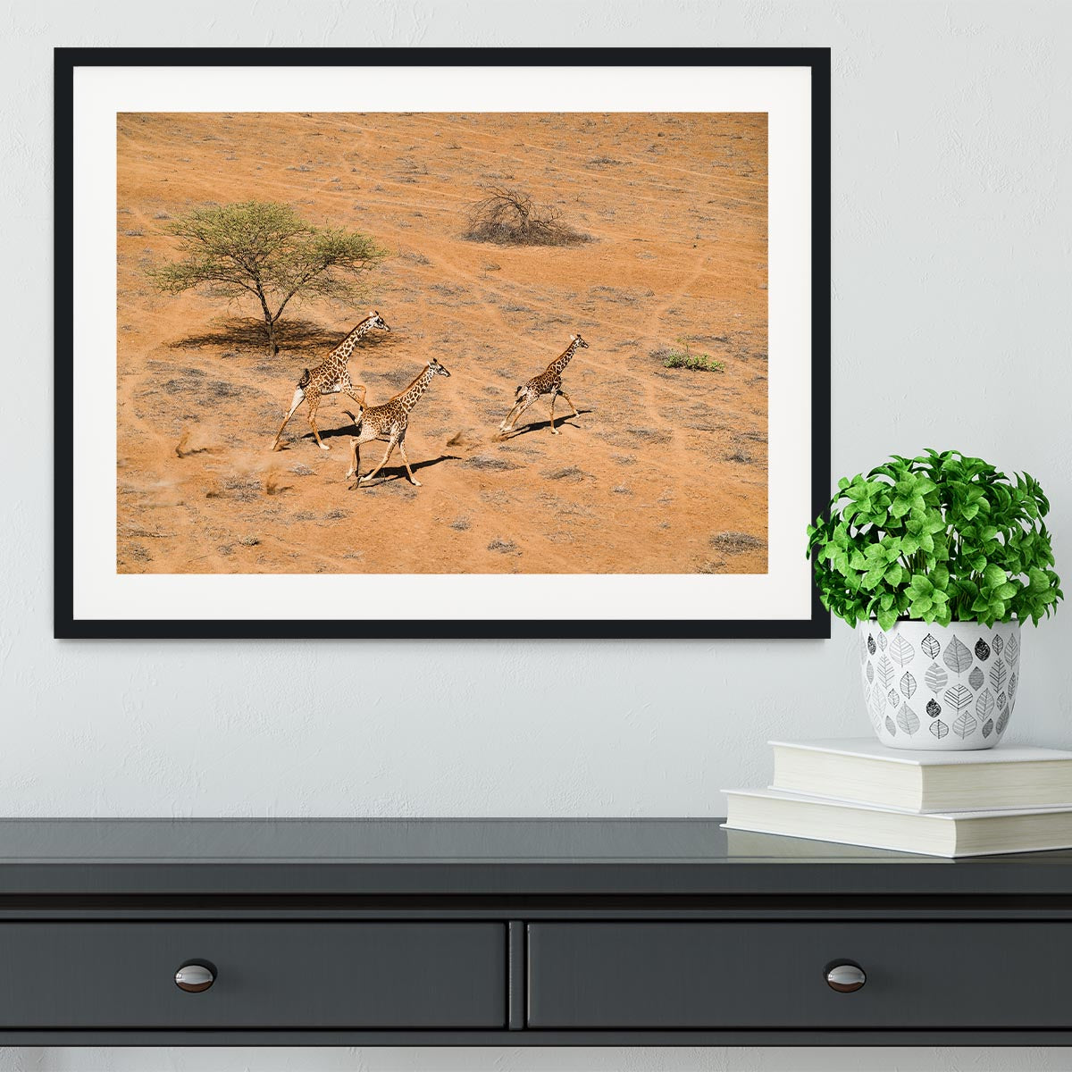 Giraffe Family Paradise Framed Print - Canvas Art Rocks - 1