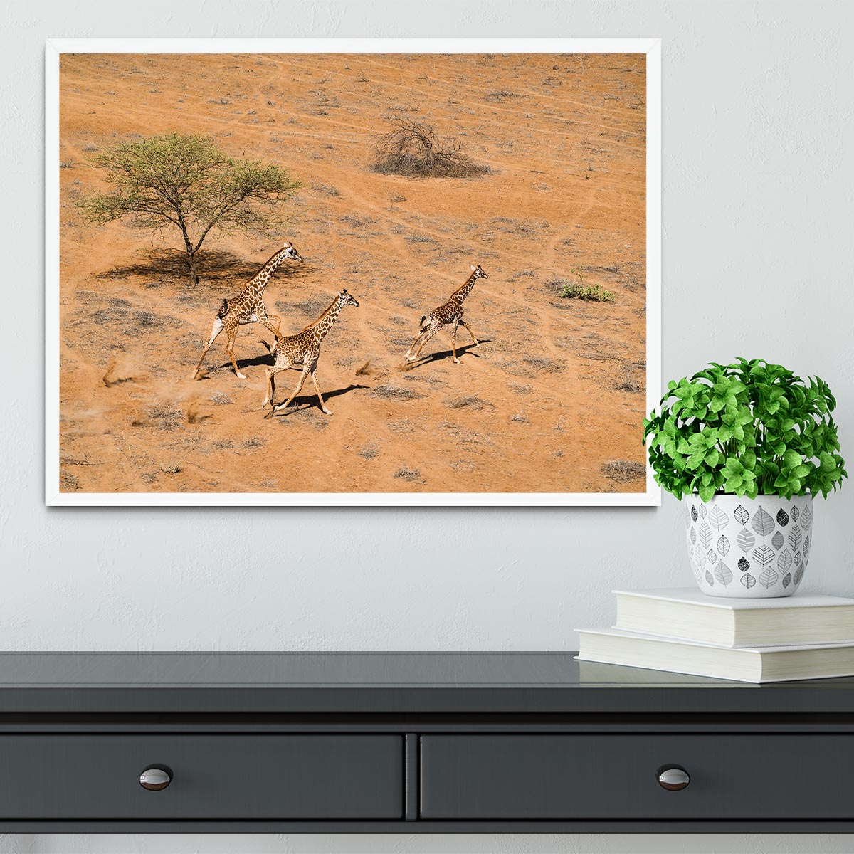 Giraffe Family Paradise Framed Print - Canvas Art Rocks -6