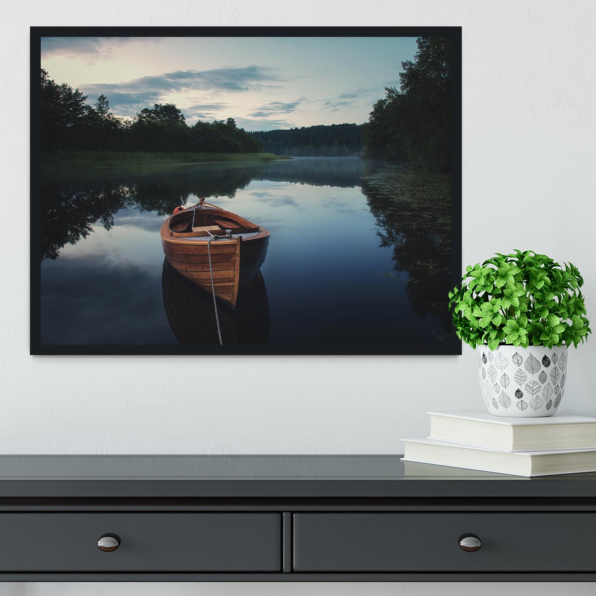 Boat In Fog Framed Print - Canvas Art Rocks - 2