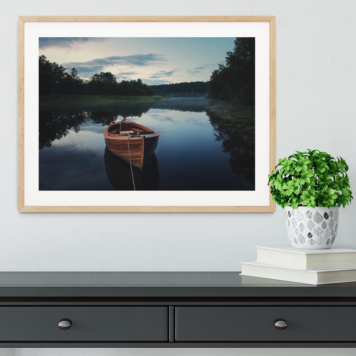 Boat In Fog Framed Print - Canvas Art Rocks - 3