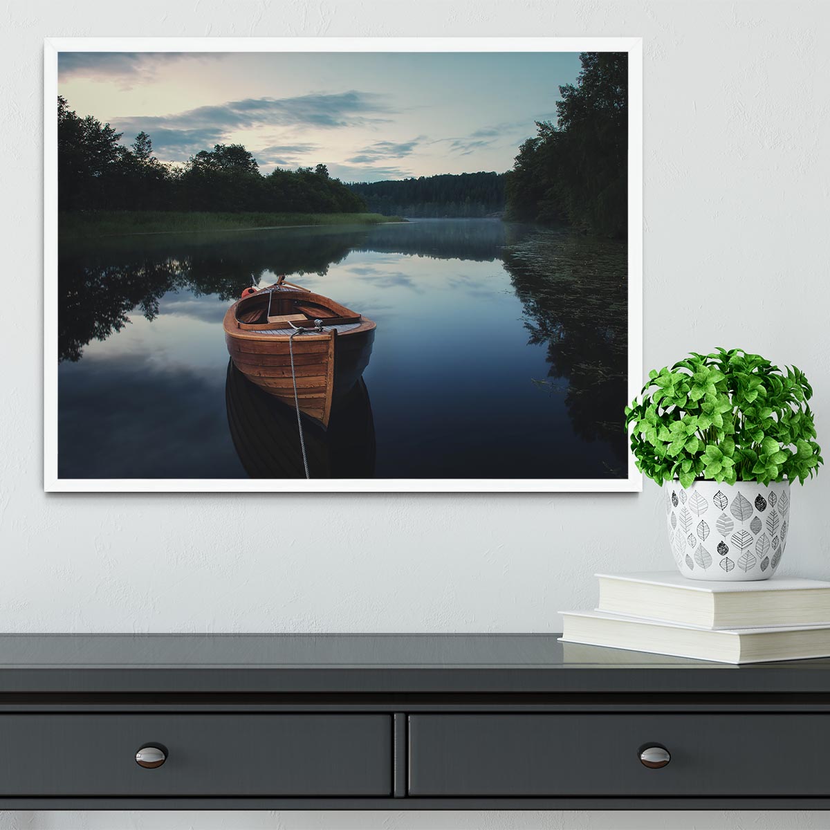 Boat In Fog Framed Print - Canvas Art Rocks -6