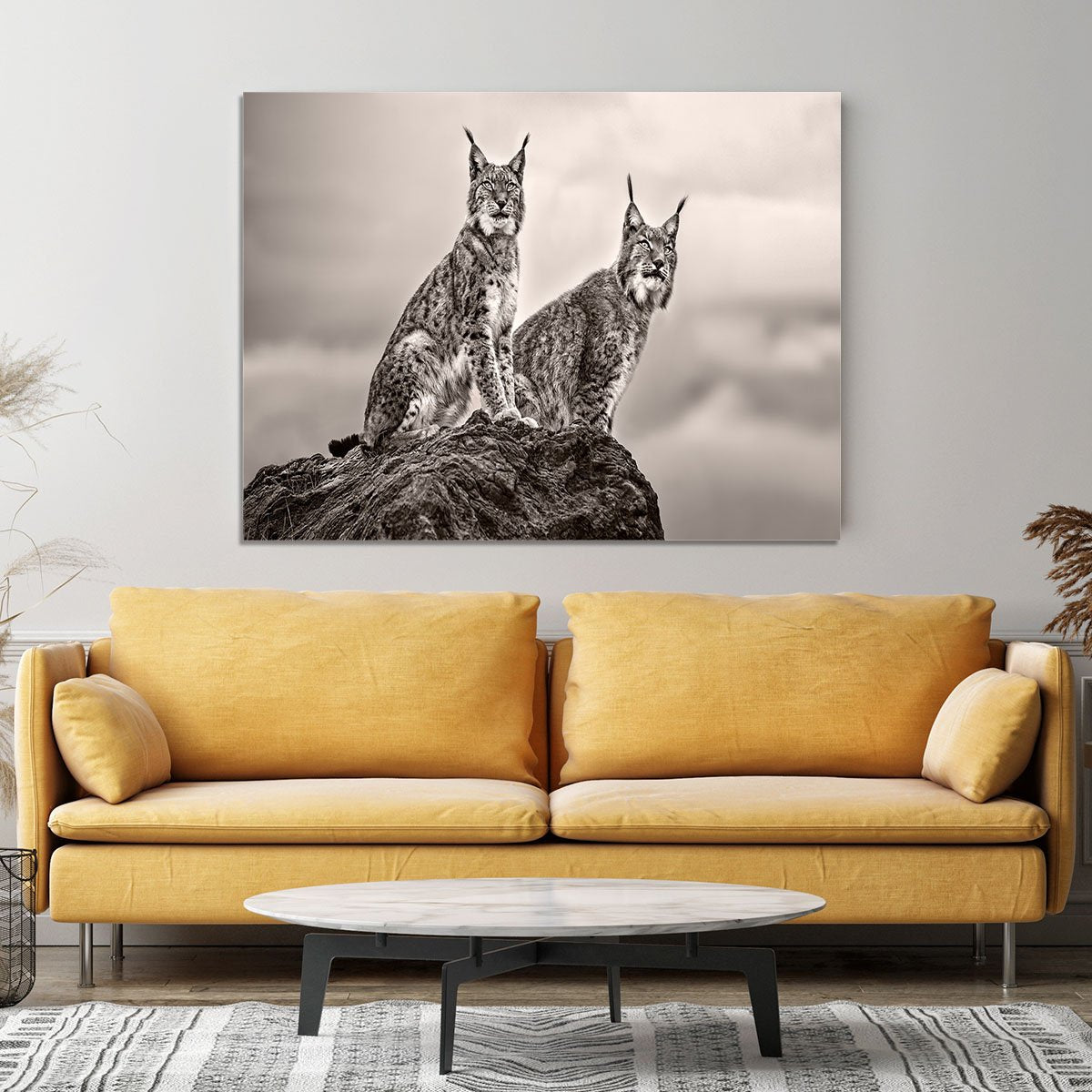 Two Lynx on rock Canvas Print or Poster - Canvas Art Rocks - 4