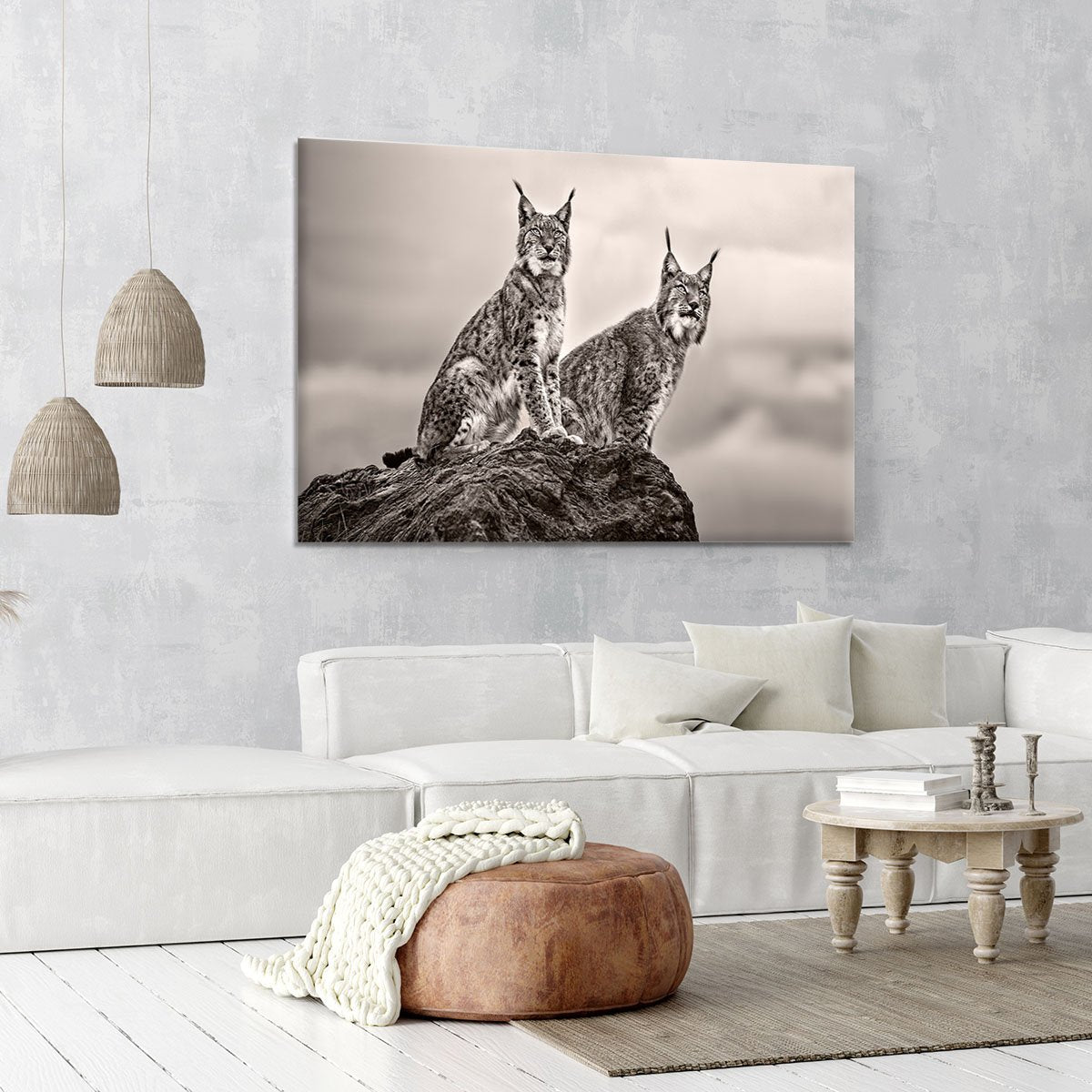 Two Lynx on rock Canvas Print or Poster - Canvas Art Rocks - 6
